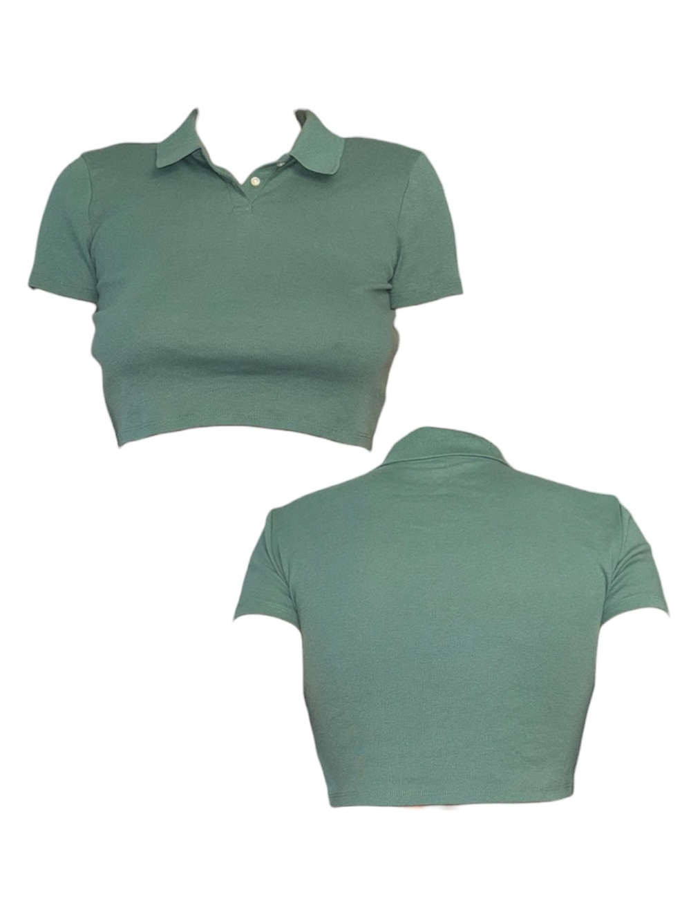 American Eagle Outfitters Teal Cropped Polo Top